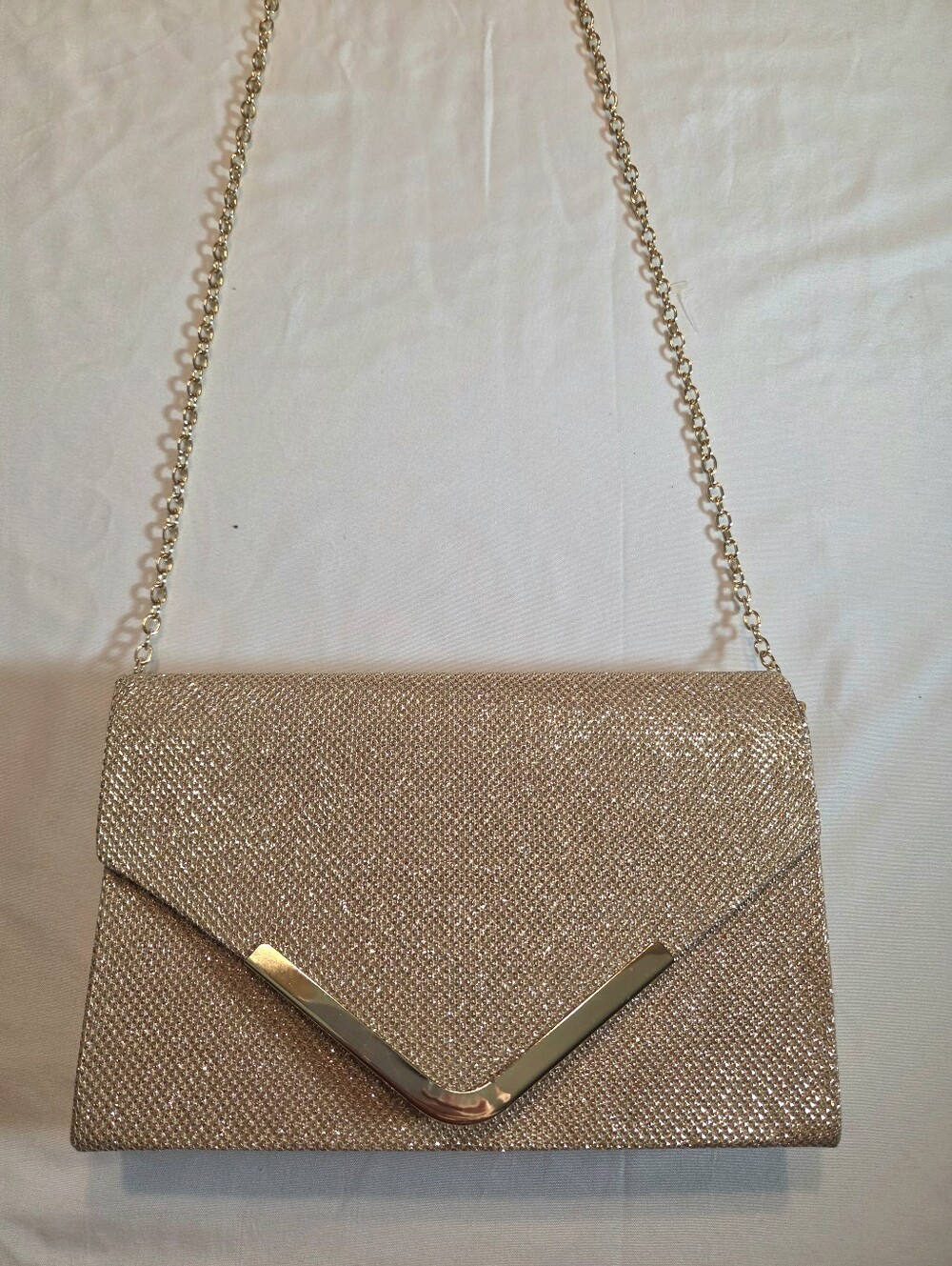 Others Follow Gold Glitter Envelope Chain Clutch